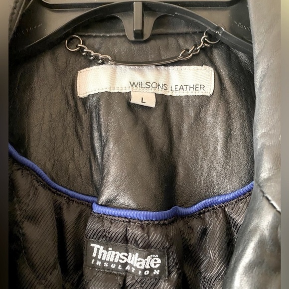 Wilson’s Vintage Leather Trench Coat Black Thinsulate Insulation Large L… - Picture 9 of 16